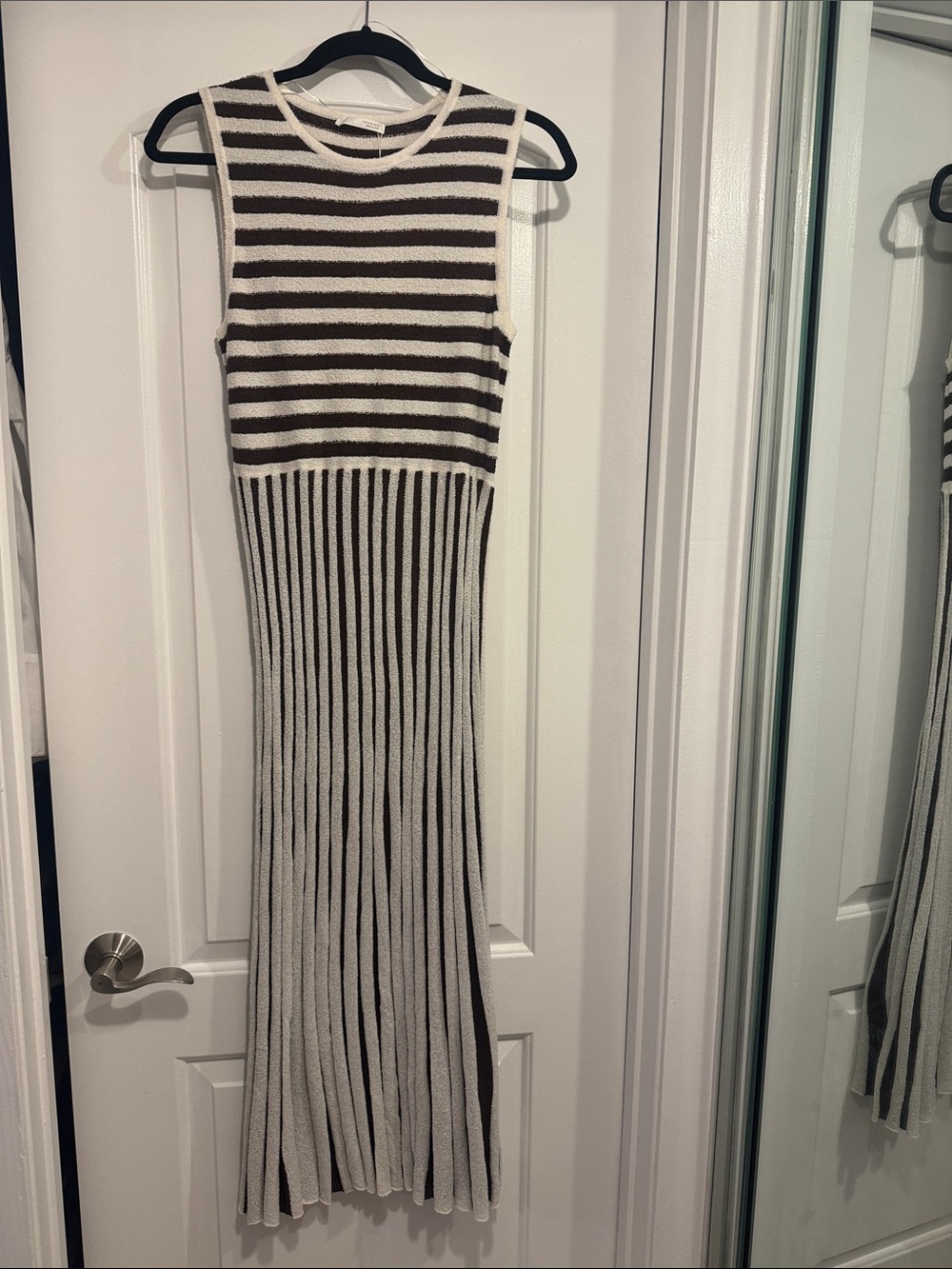 Zara Sleeveless Striped Maxi Dress in Brown and Cream